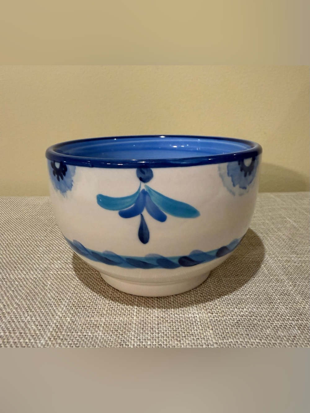 Vtg Gail Pittman Signed 2005 Blue Hand Painted Ceramic Bowl 5.75” USA Pottery